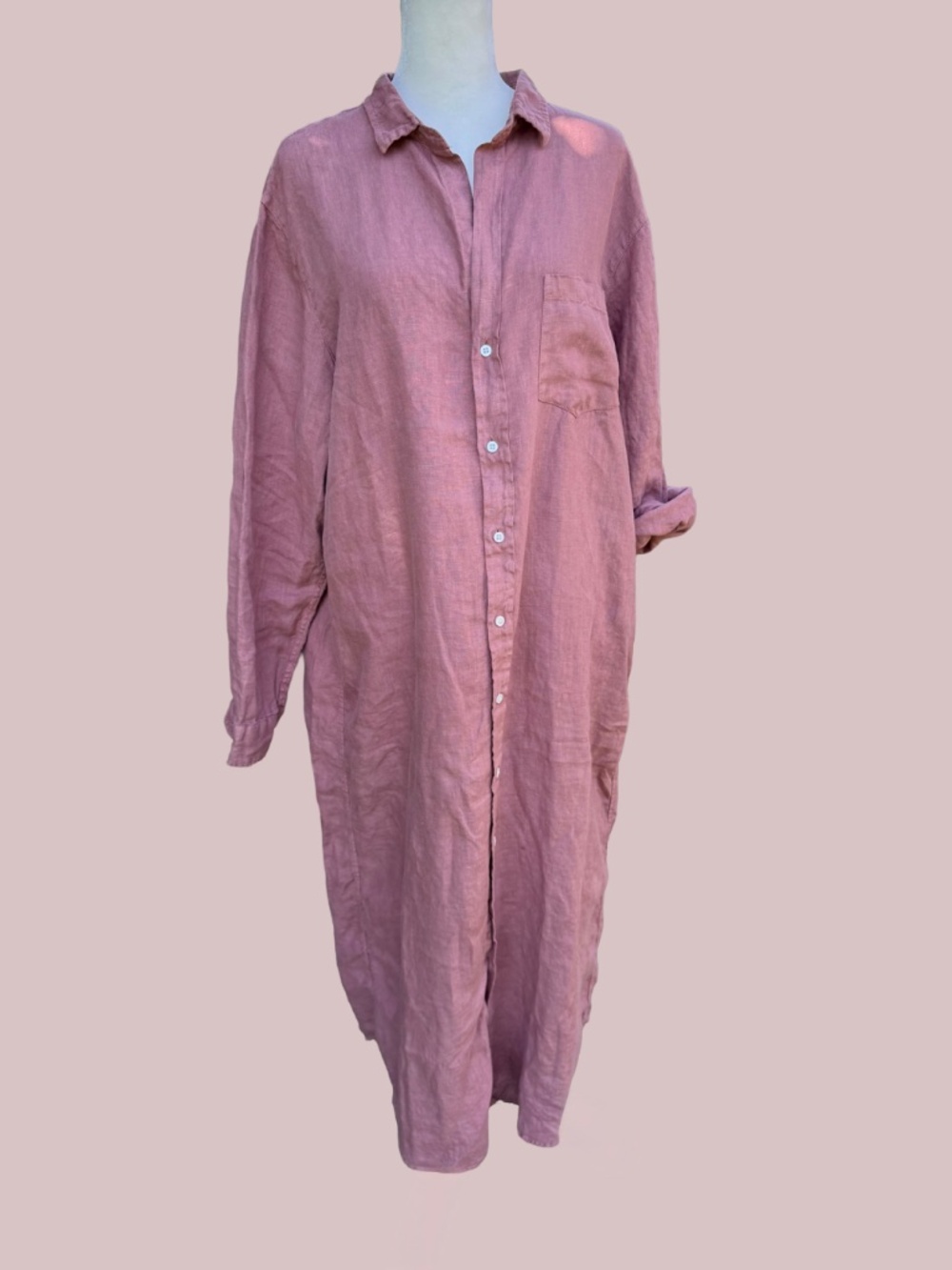 Frank & Eileen Rory Maxi Shirt Dress – XL – 100% Washed Linen –Like New